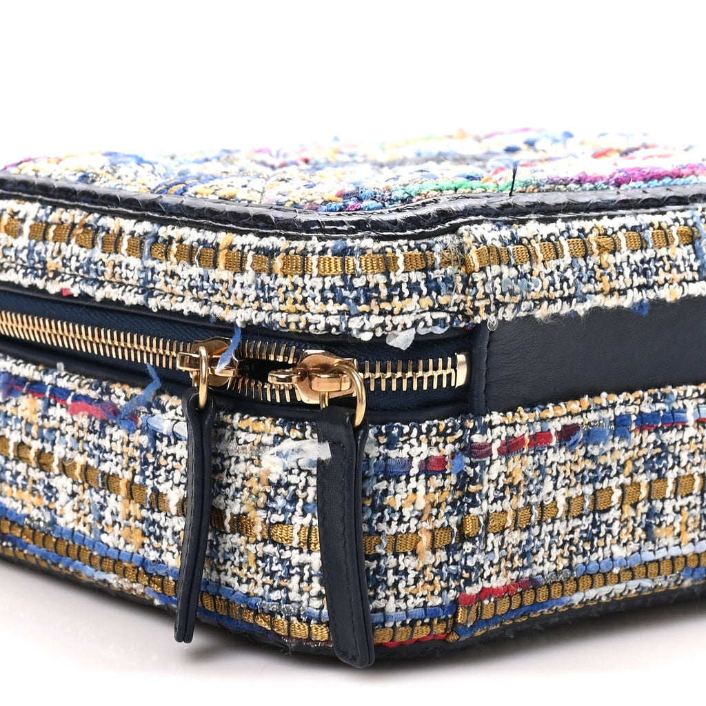 Tweed Snakeskin Quilted Medium CC Filigree Vanity Case Multicolor