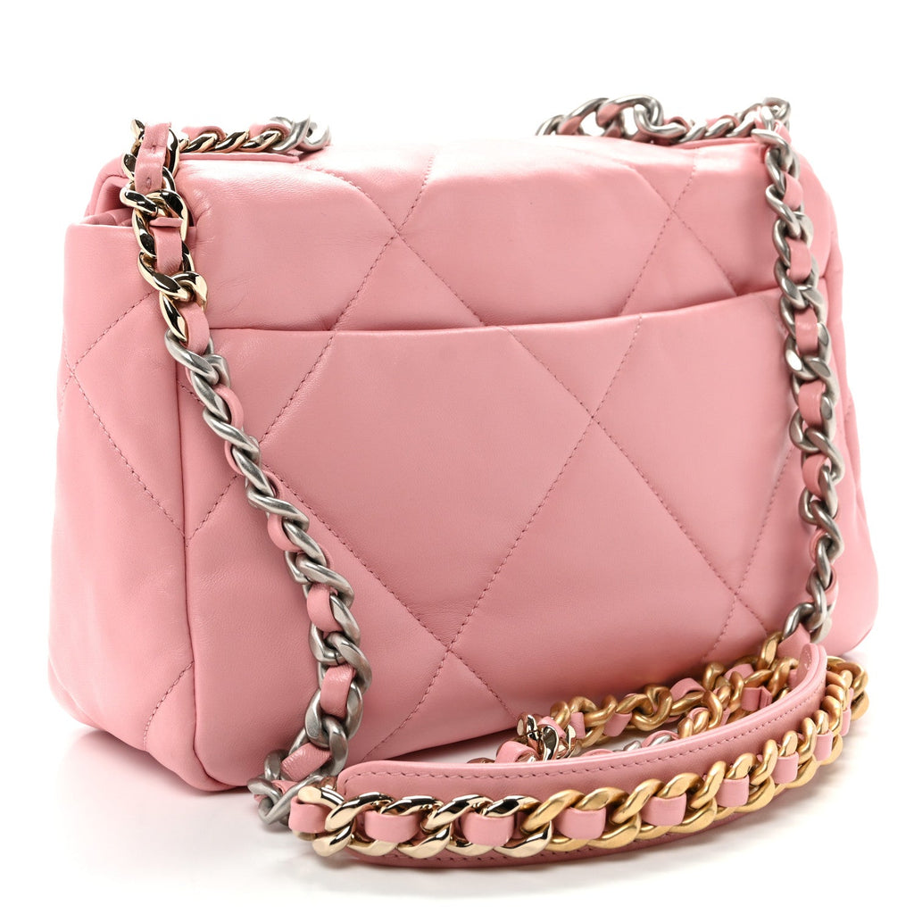 Lambskin Quilted Medium Chanel 19 Flap Light Pink