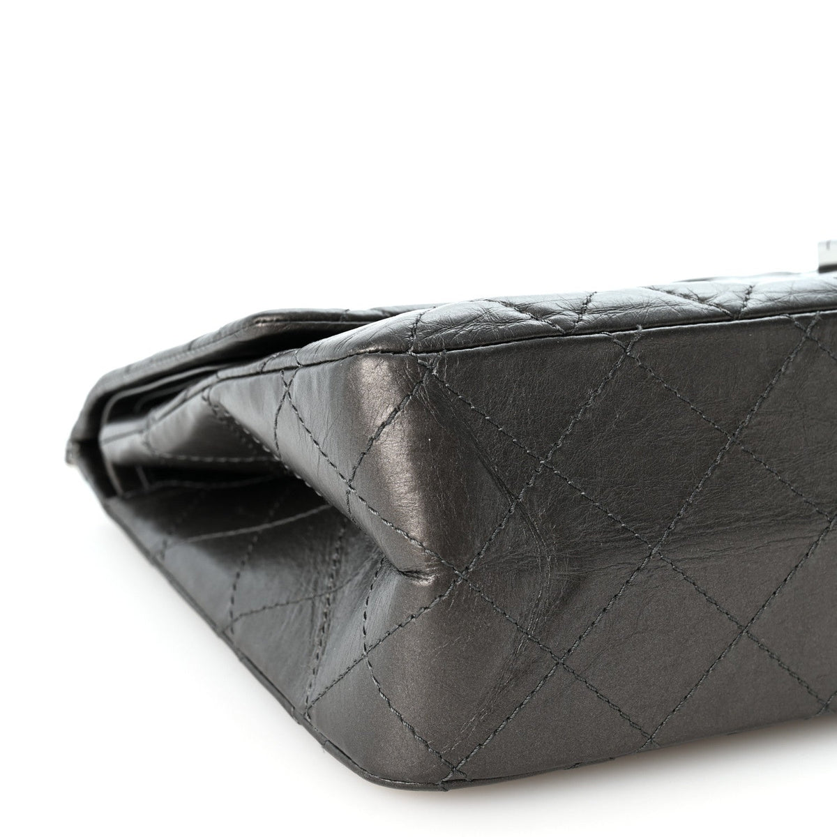 Metallic Aged Calfskin Quilted 2.55 Reissue 227 Flap Dark Grey