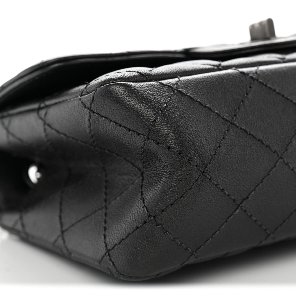 Metallic Sheepskin Quilted 2.55 Reissue Mini Flap Dark Grey