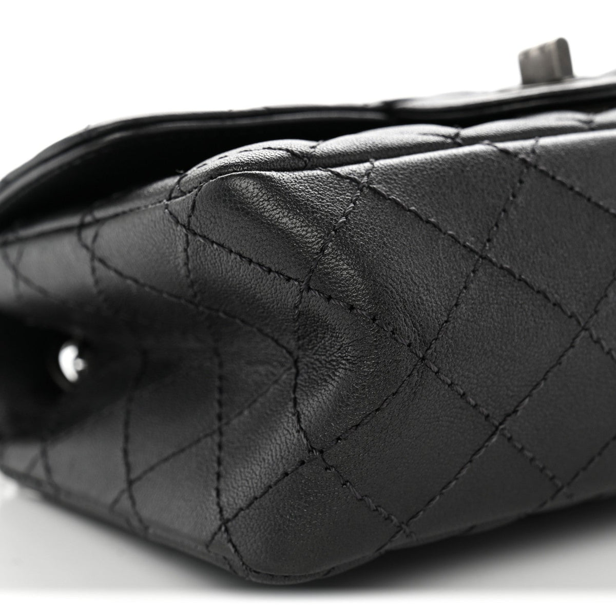 Metallic Sheepskin Quilted 2.55 Reissue Mini Flap Dark Grey