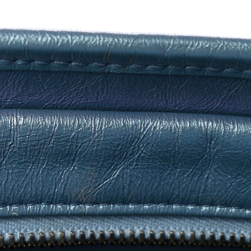 Iridescent Aged Calfskin Quilted Medium Gabrielle Hobo Blue