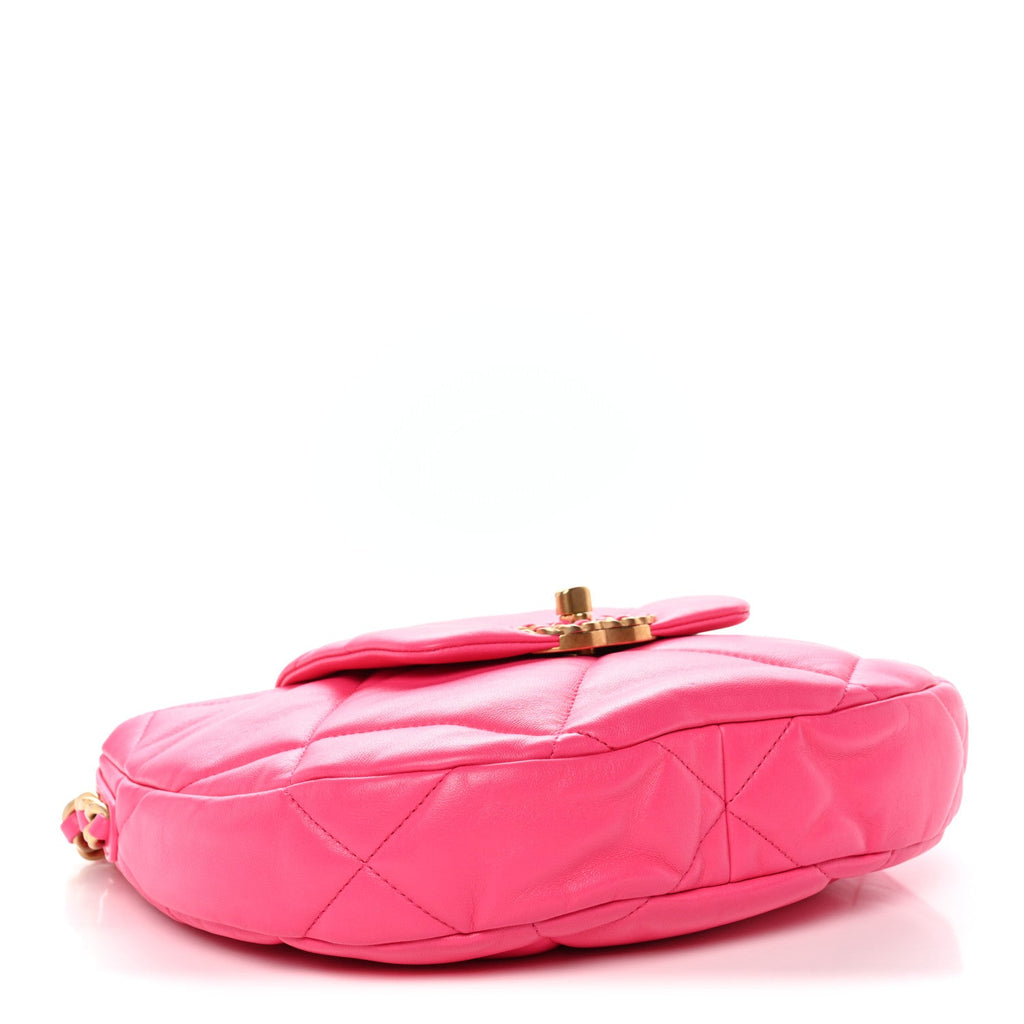 Lambskin Quilted Chanel 19 Hobo Fuchsia