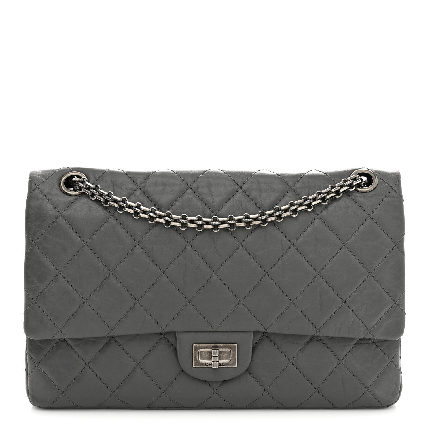 Aged Calfskin Quilted 2.55 Reissue 226 Flap Grey