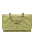 Calfskin Lizard Embossed Wallet On Chain WOC Green