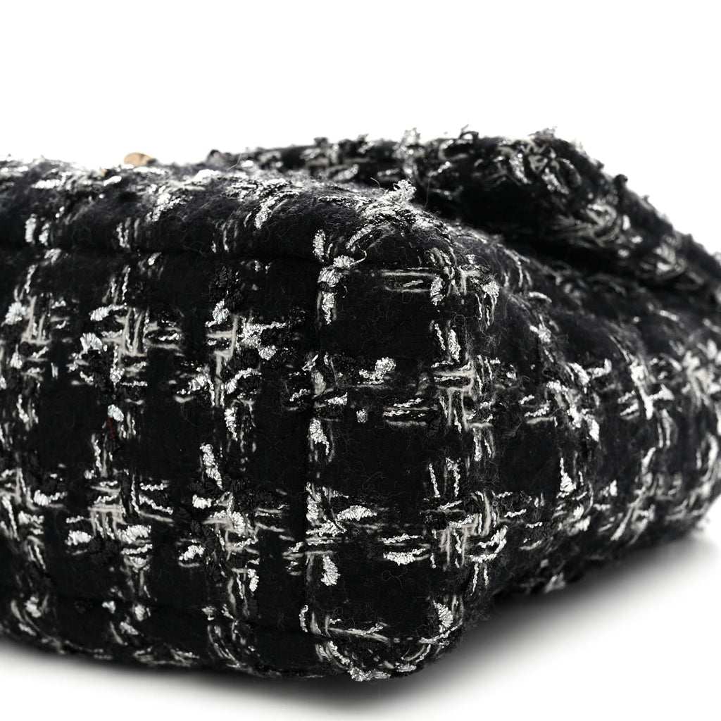 Tweed Quilted Large Chanel 19 Flap Black Silver Ecru