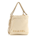 Shiny Calfskin Quilted Mini Chanel 22 Light Beige