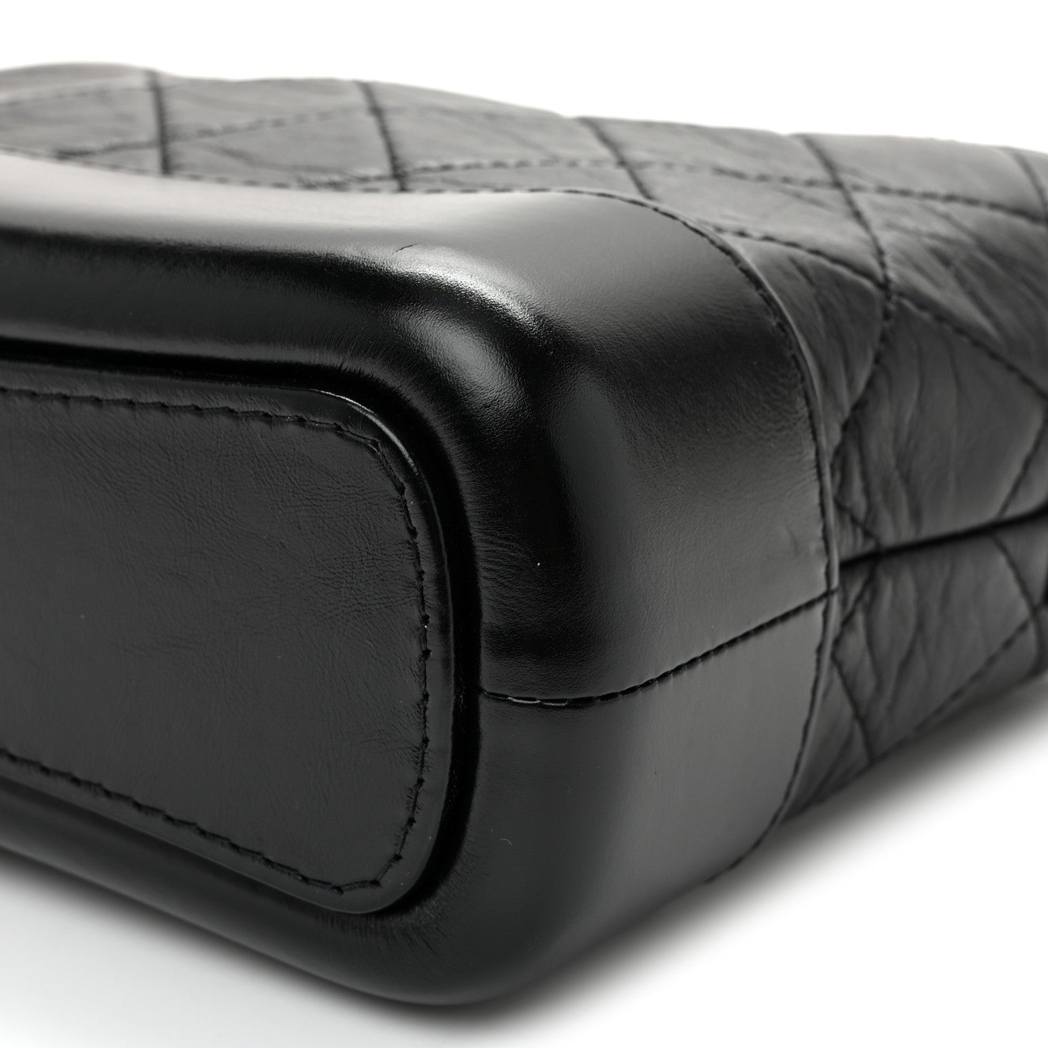 Aged Calfskin Quilted Small Gabrielle Hobo Black