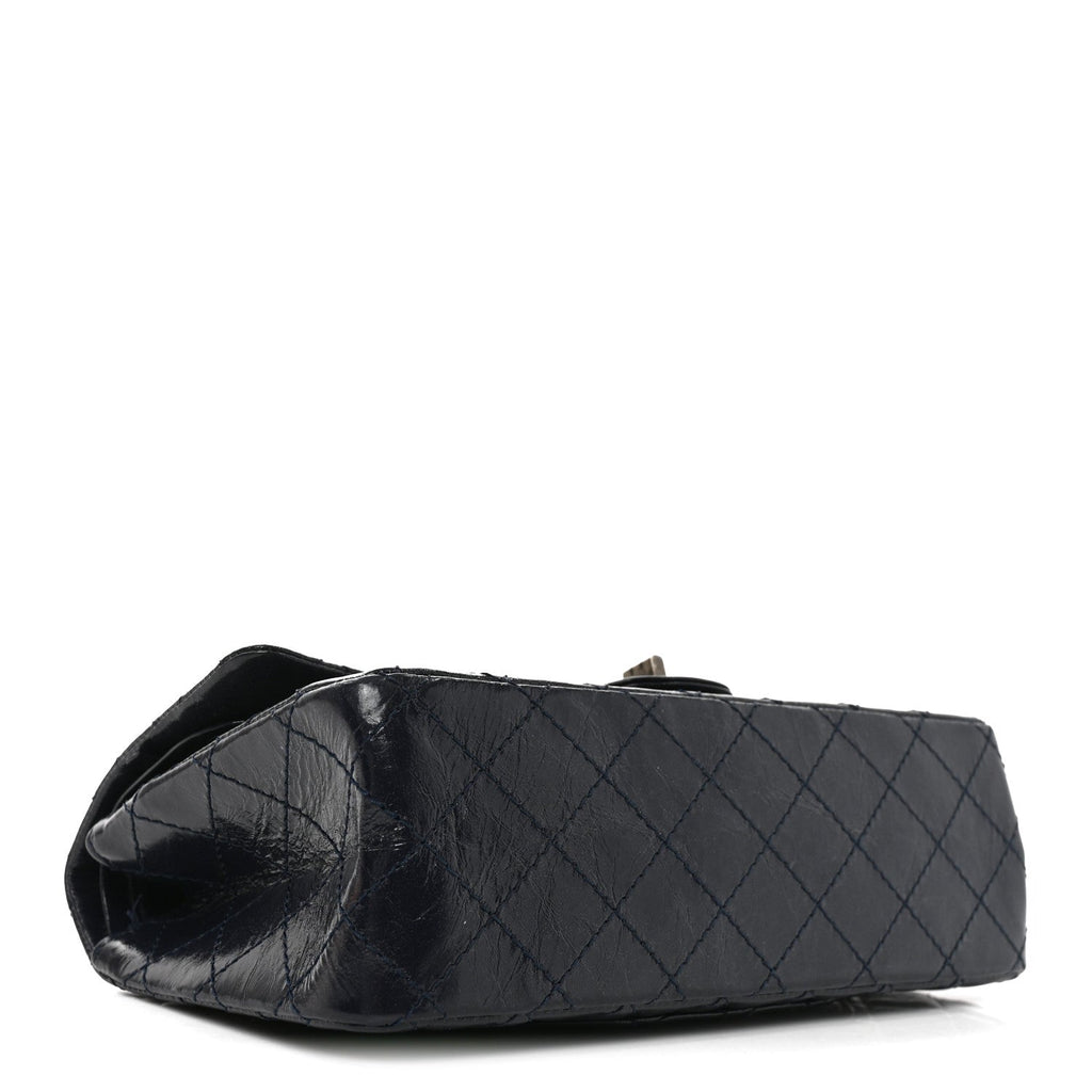 Glazed Calfskin Quilted 2.55 Reissue 225 Flap Dark Navy Blue