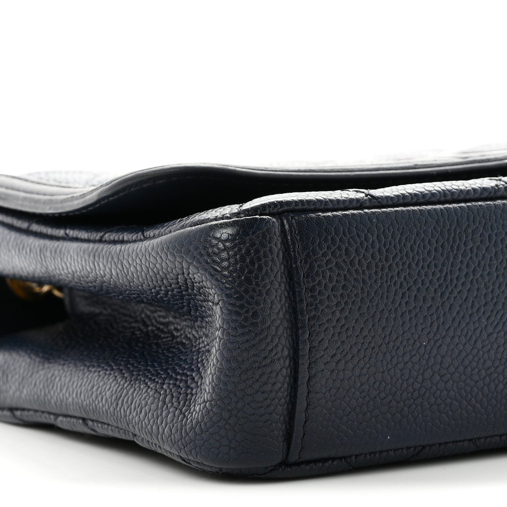 Caviar Quilted Small CC Filigree Flap Navy Black