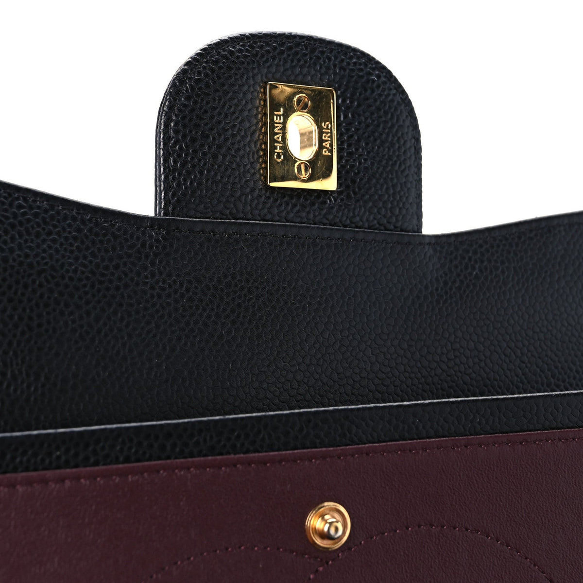 Caviar Quilted Jumbo Double Flap Black