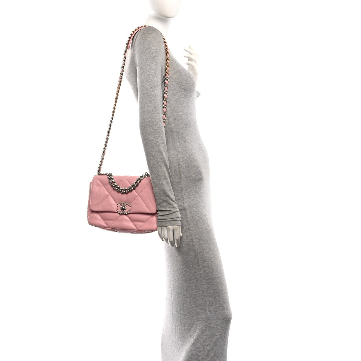 Lambskin Quilted Medium Chanel 19 Flap Light Pink