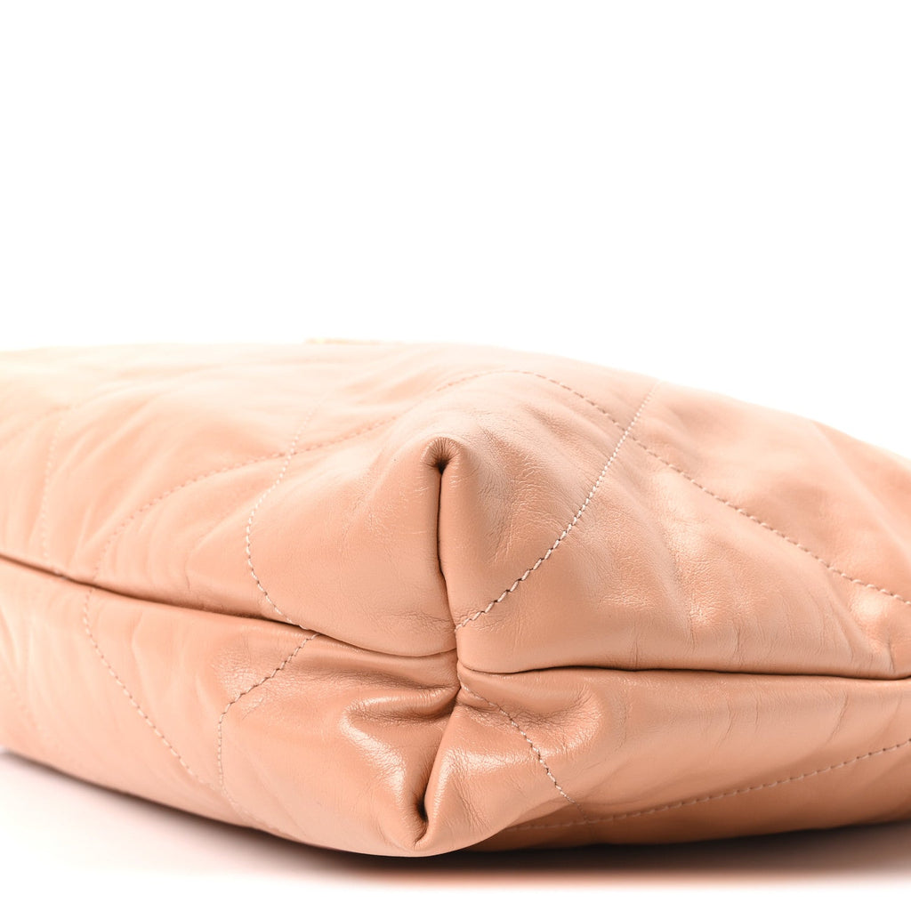 Shiny Calfskin Quilted Chanel 22 Beige