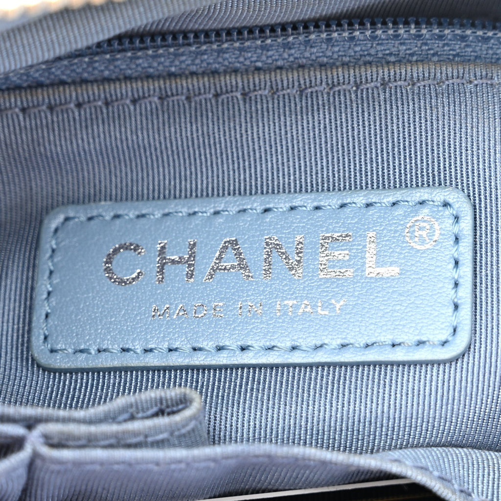 Iridescent Aged Calfskin Quilted Small Gabrielle Hobo Blue