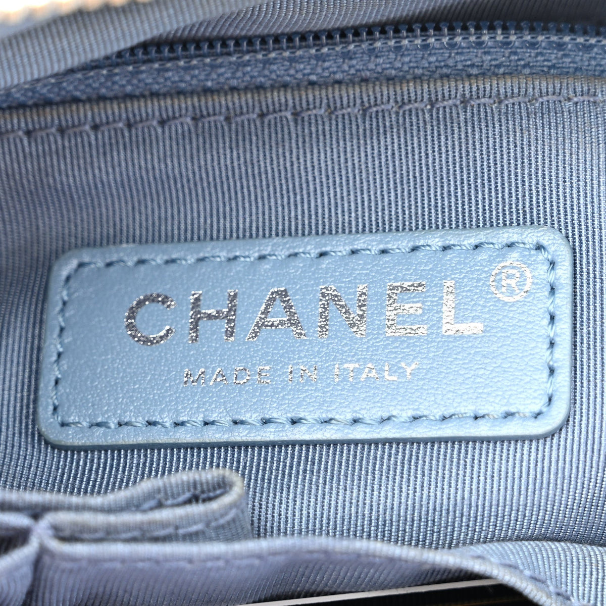 Iridescent Aged Calfskin Quilted Small Gabrielle Hobo Blue