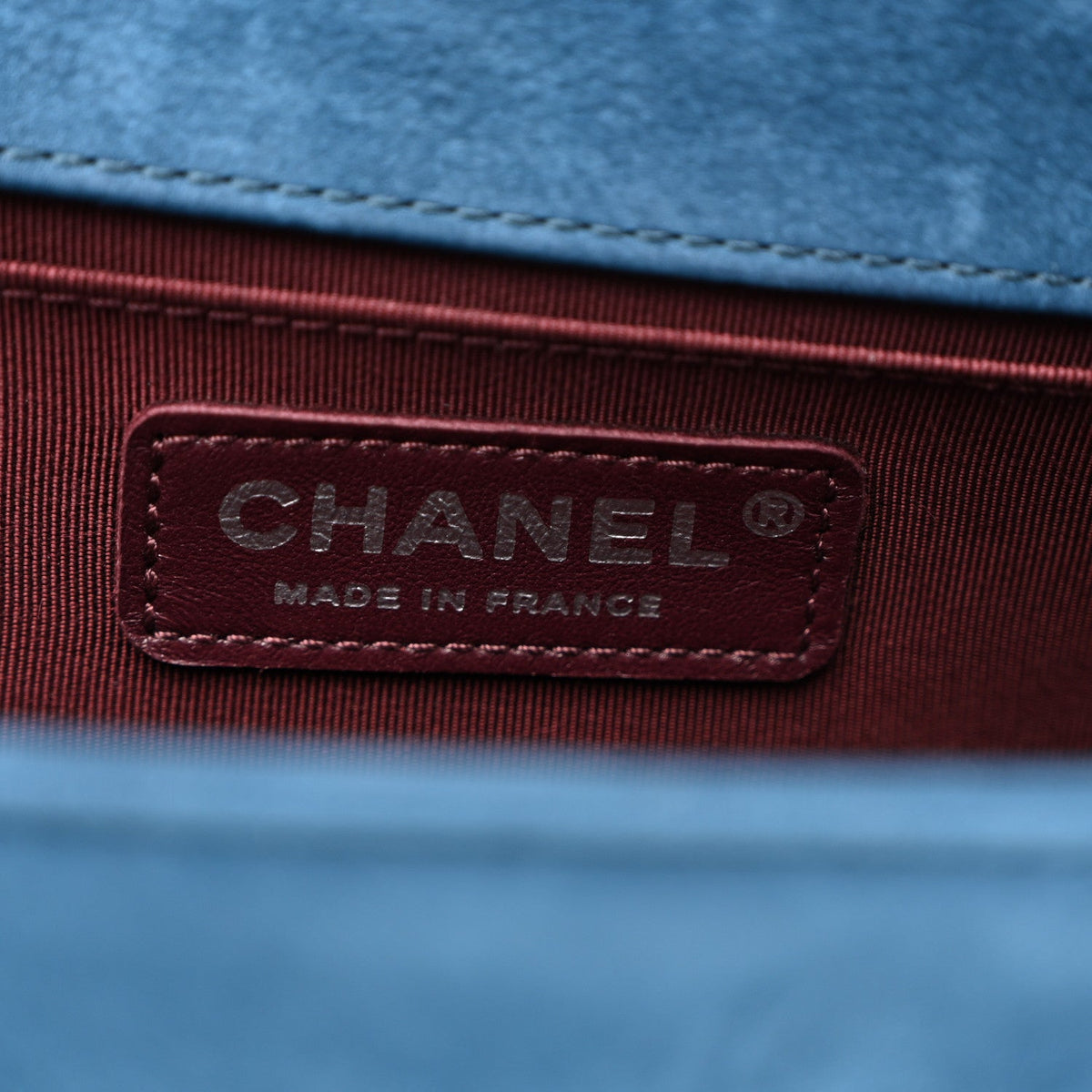 Nubuck Chevron Quilted Medium Boy Flap Blue