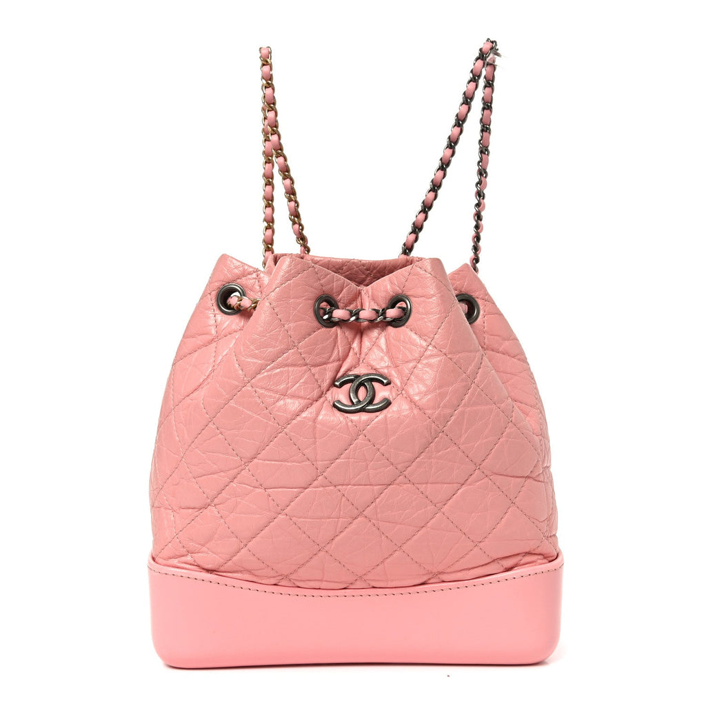 Aged Calfskin Quilted Small Gabrielle Backpack Pink