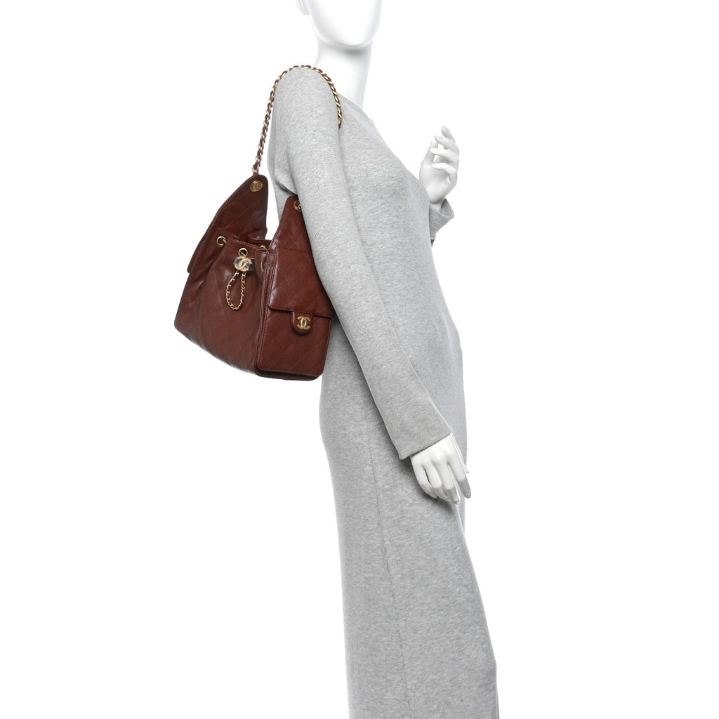 Caviar Quilted Small Chanel 25 Handbag Brown