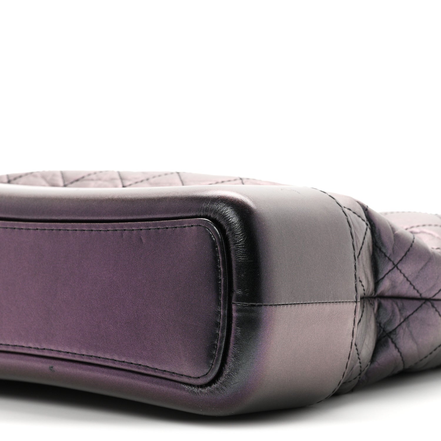 Iridescent Aged Calfskin Quilted Medium Gabrielle Hobo Black