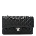 Caviar Quilted Medium Double Flap Black