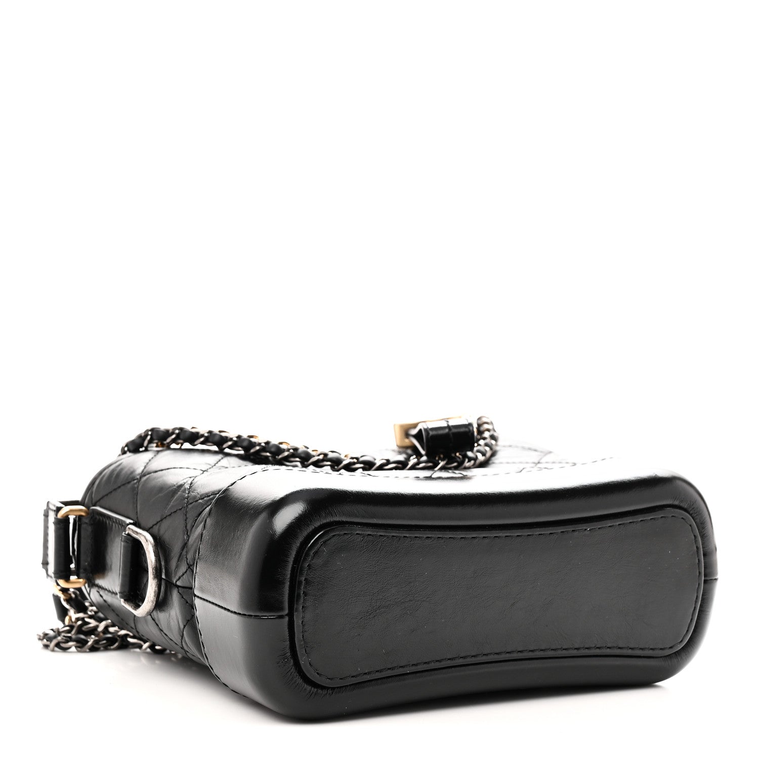 Aged Calfskin Quilted Small Gabrielle Hobo Black