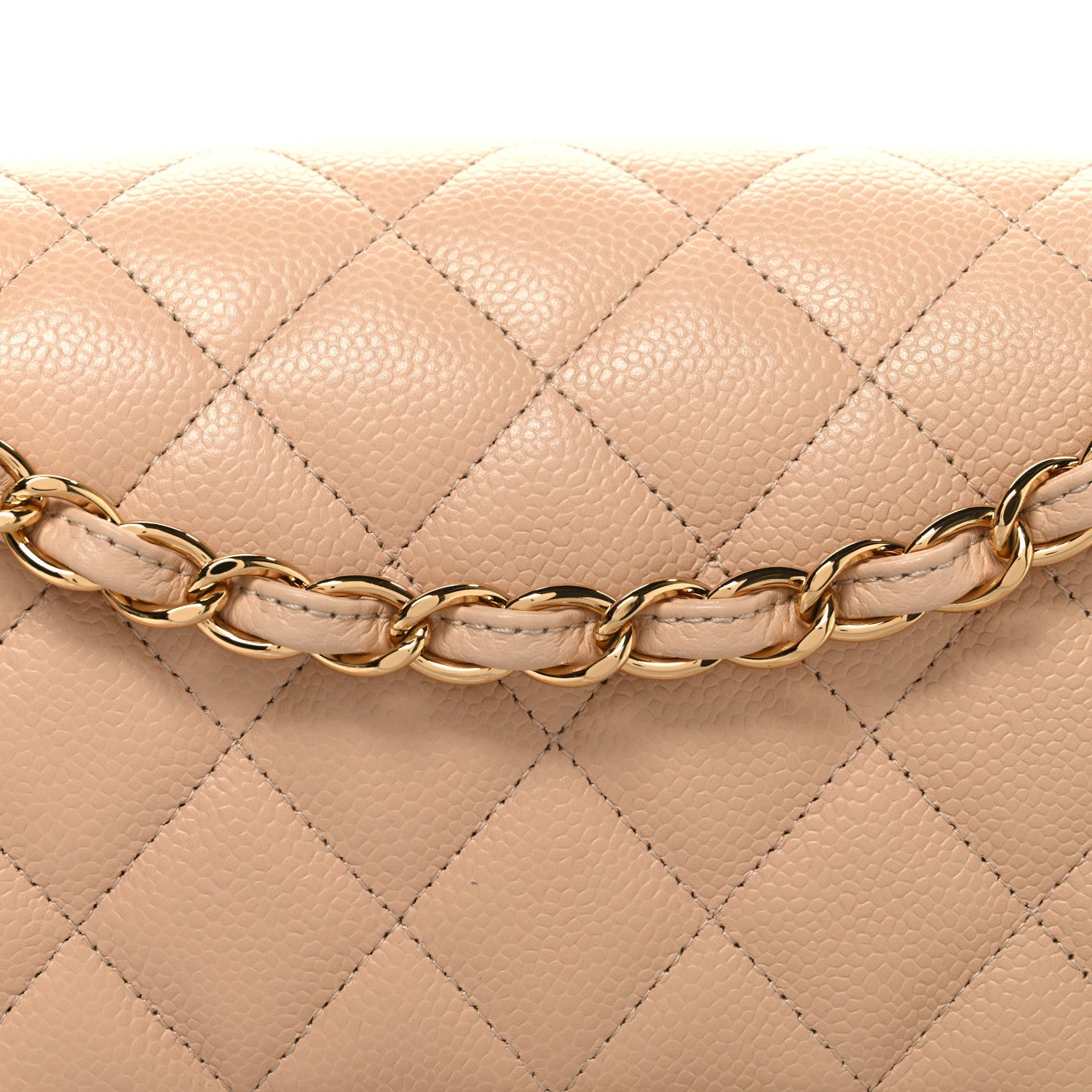Caviar Quilted Jumbo Double Flap Beige