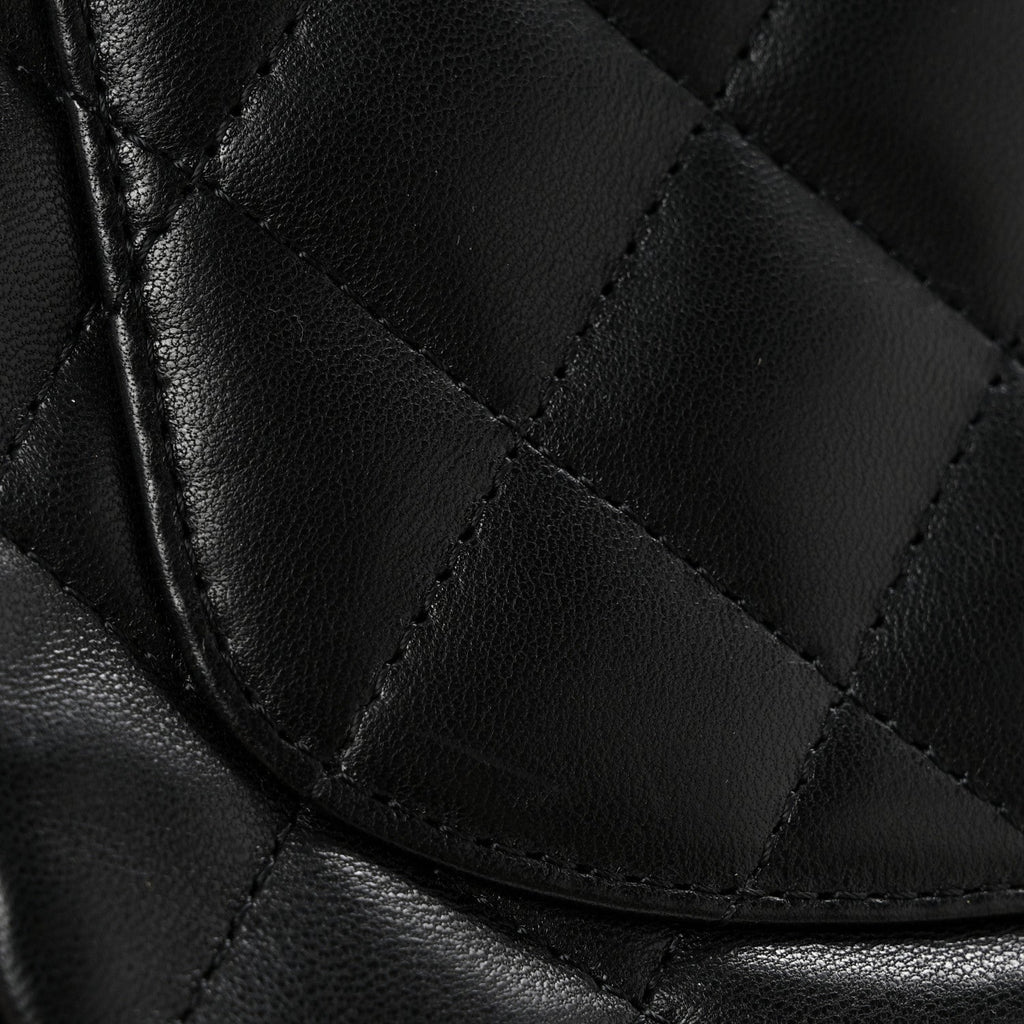 Lambskin Quilted Mini Square Flap Black