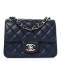 Lambskin Quilted Mini Square Flap Navy