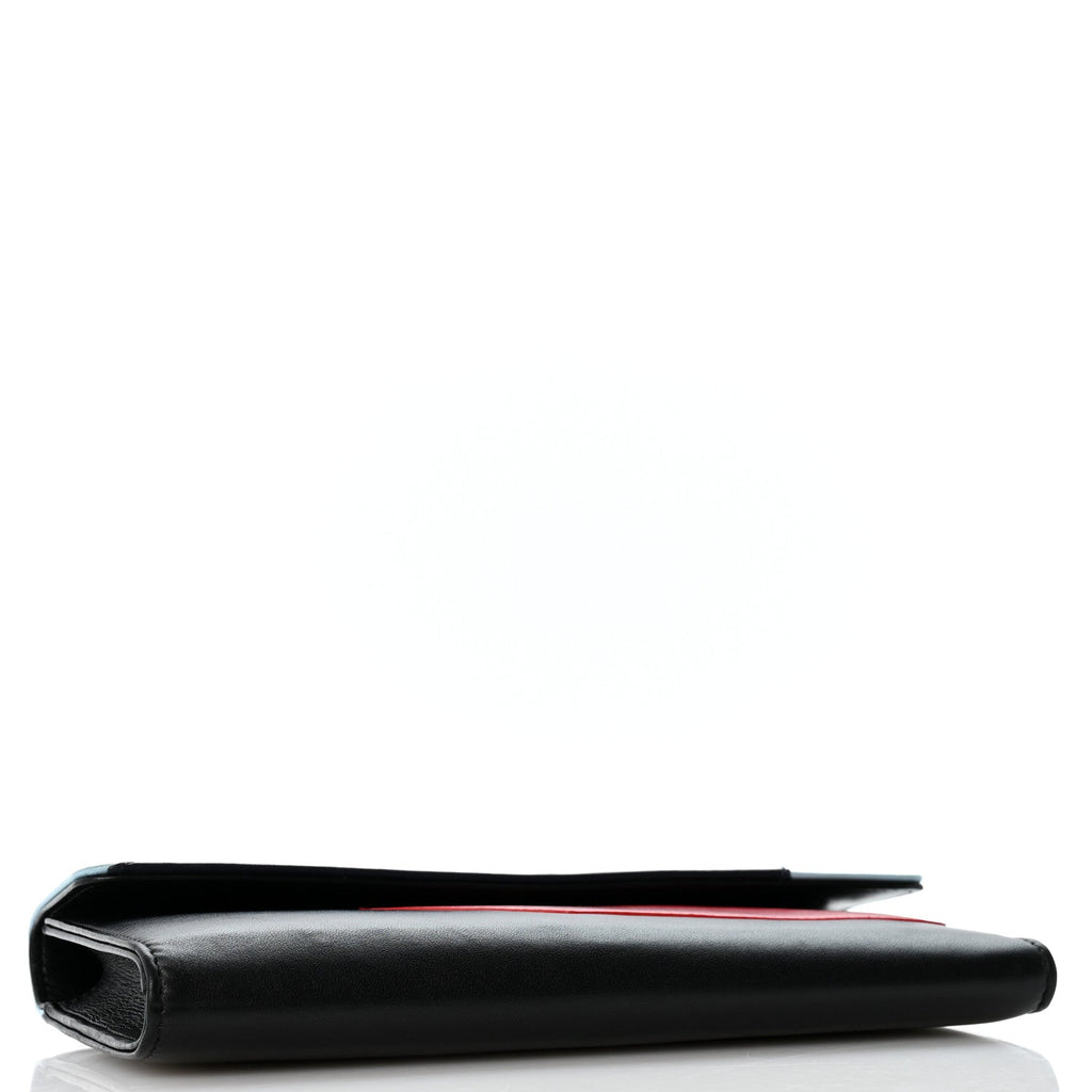 Lambskin Airlines Wallet On Chain WOC Blue Black Red