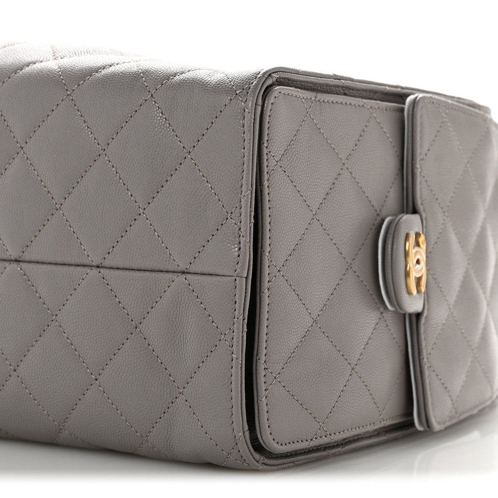 Caviar Quilted Medium Chanel 25 Handbag Dark Grey
