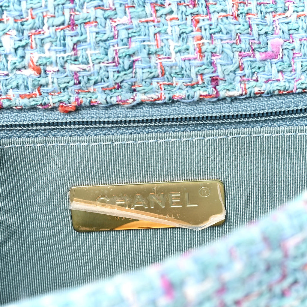 Tweed Quilted Medium Chanel 19 Flap Blue Multicolor