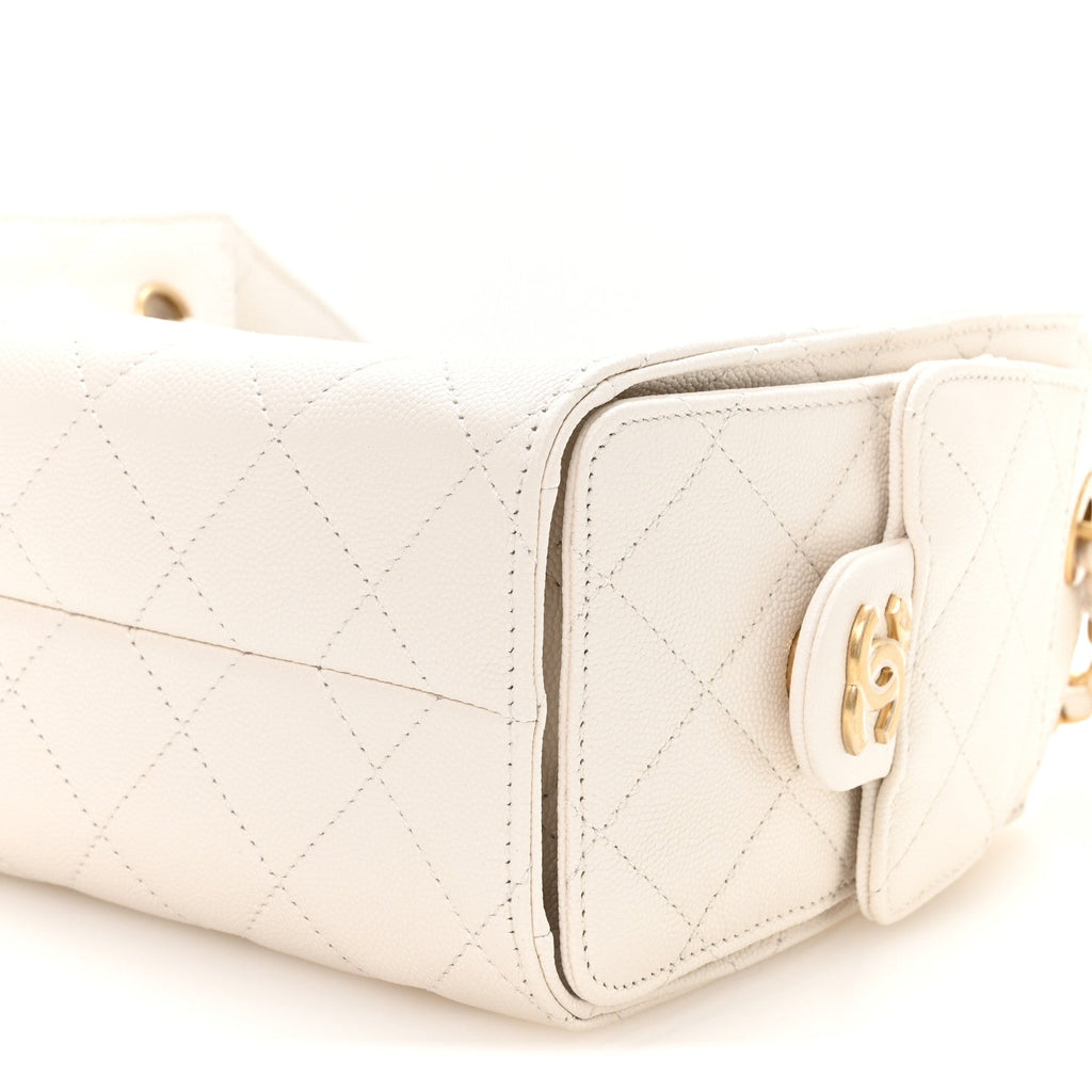 Caviar Quilted Mini Chanel 25 Handbag White