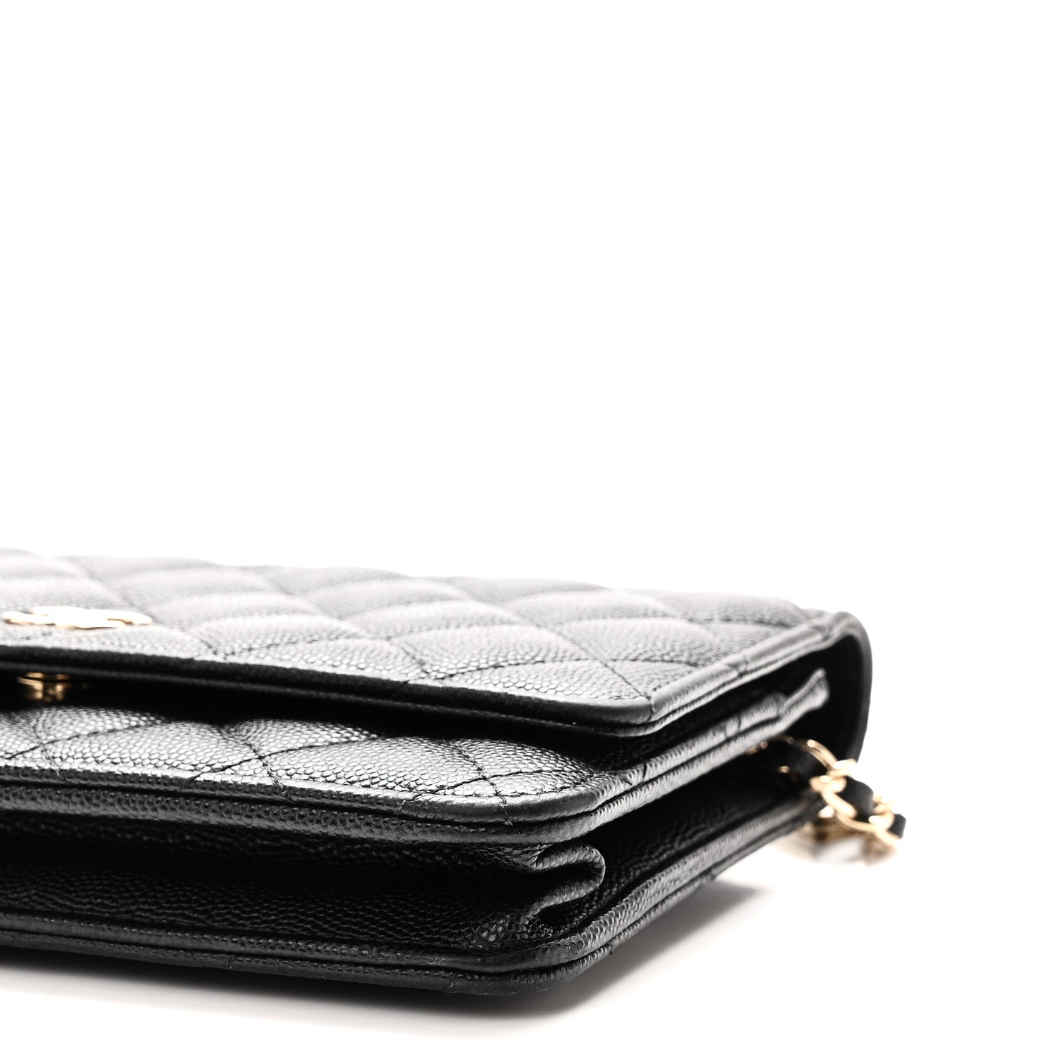 Caviar Quilted Wallet With Charms On Chain WOC Black