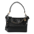 Aged Calfskin Quilted Small Gabrielle Logo Hobo Black