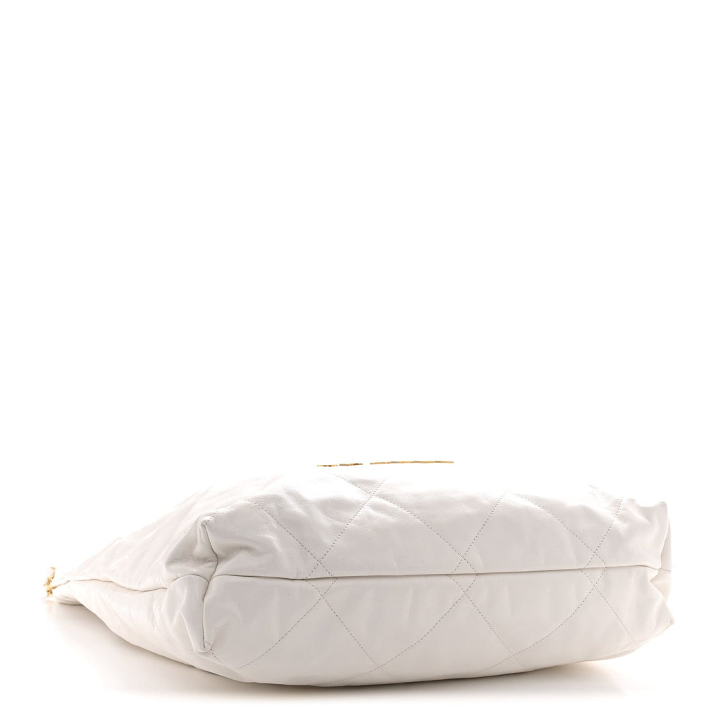 Shiny Calfskin Quilted Large Chanel 22 White