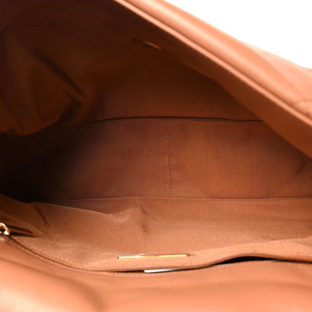 Lambskin Quilted Large Chanel 19 Flap Brown
