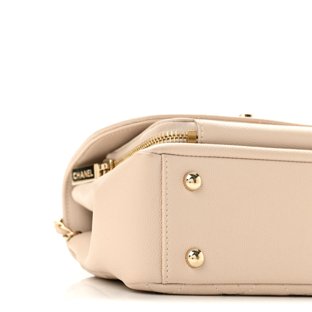 Caviar Quilted Small Business Affinity Flap Beige