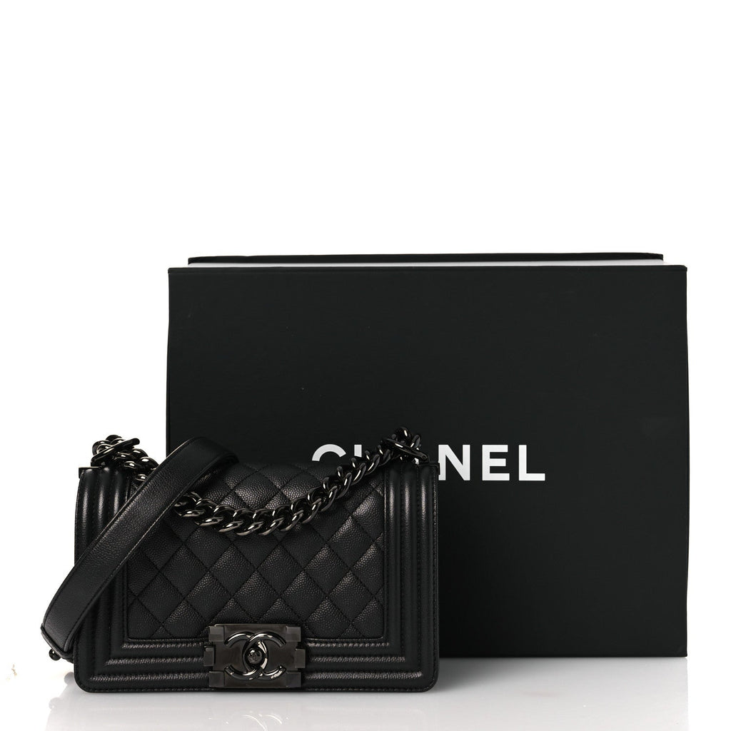 Caviar Quilted Small Boy Flap So Black
