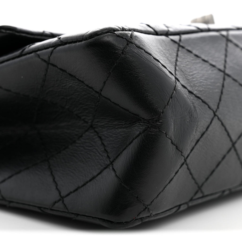 Aged Calfskin Quilted 2.55 Reissue 225 Flap Black