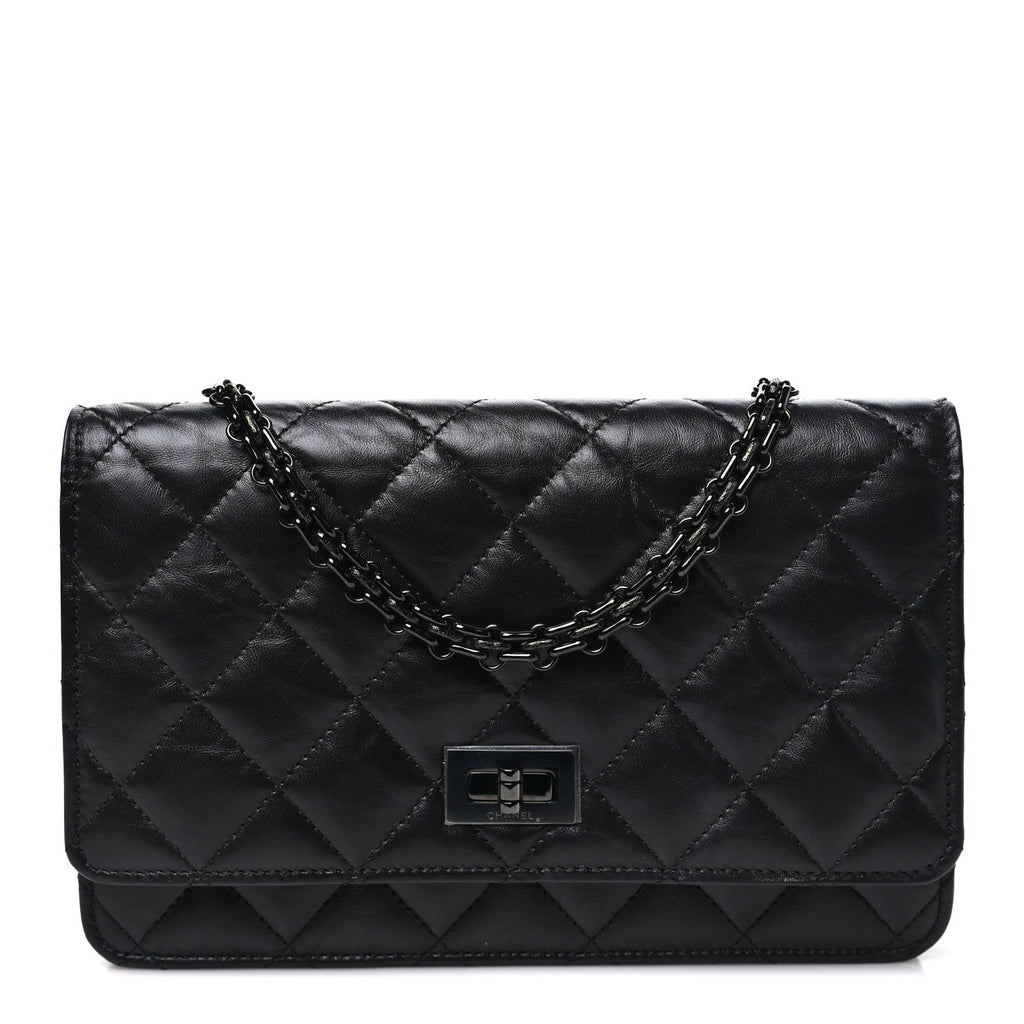 Aged Calfskin Quilted Reissue Wallet On Chain WOC So Black