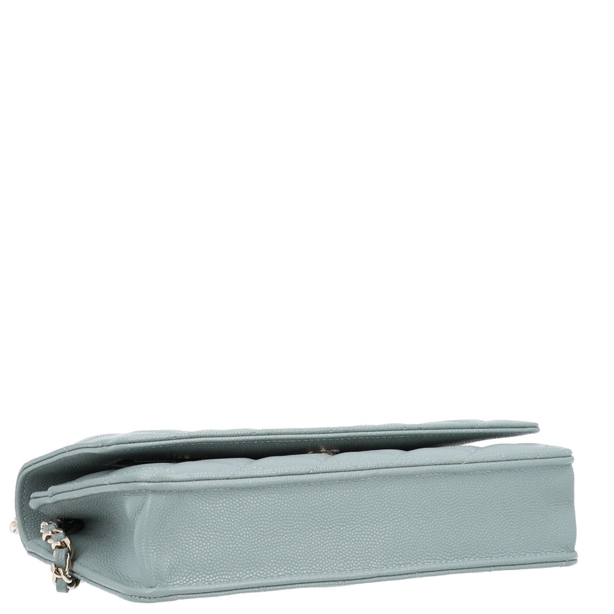 Caviar Quilted Wallet on Chain WOC Grey