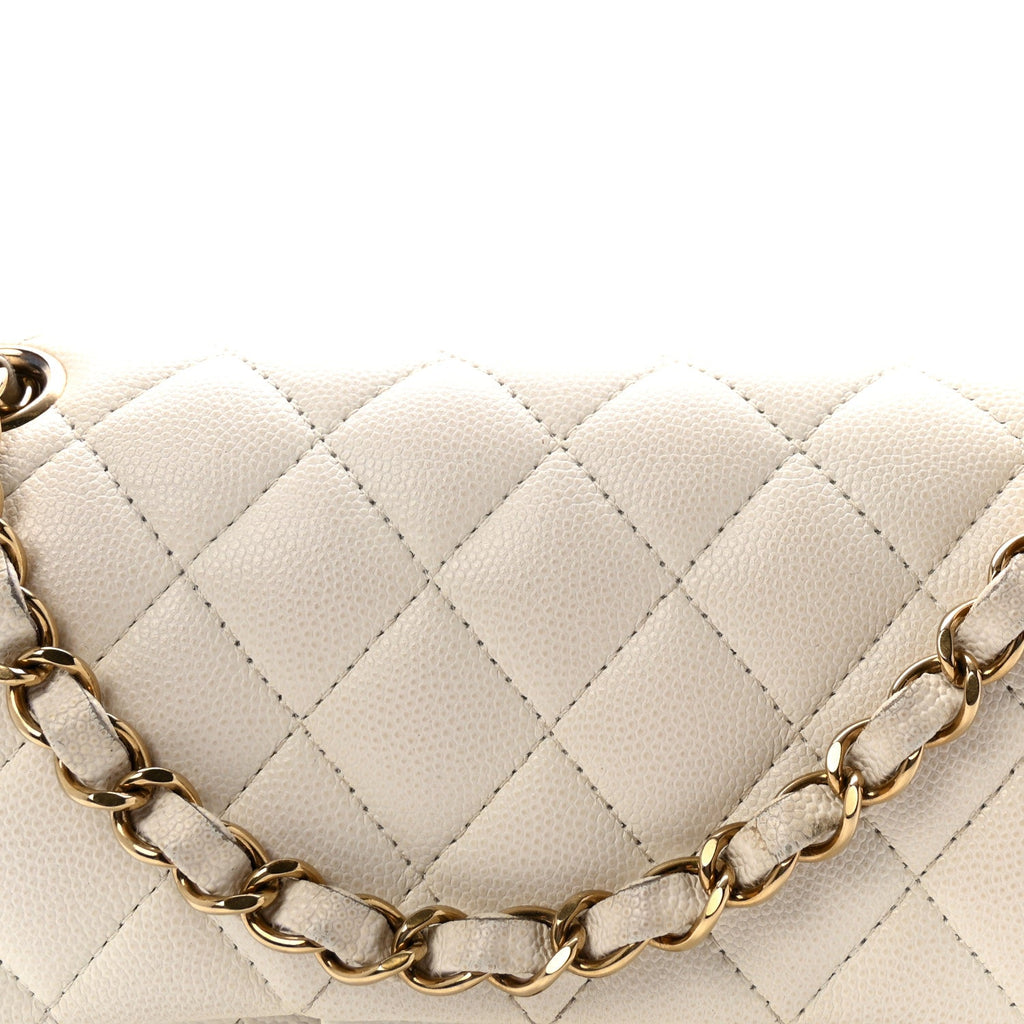 Caviar Quilted Small Double Flap White