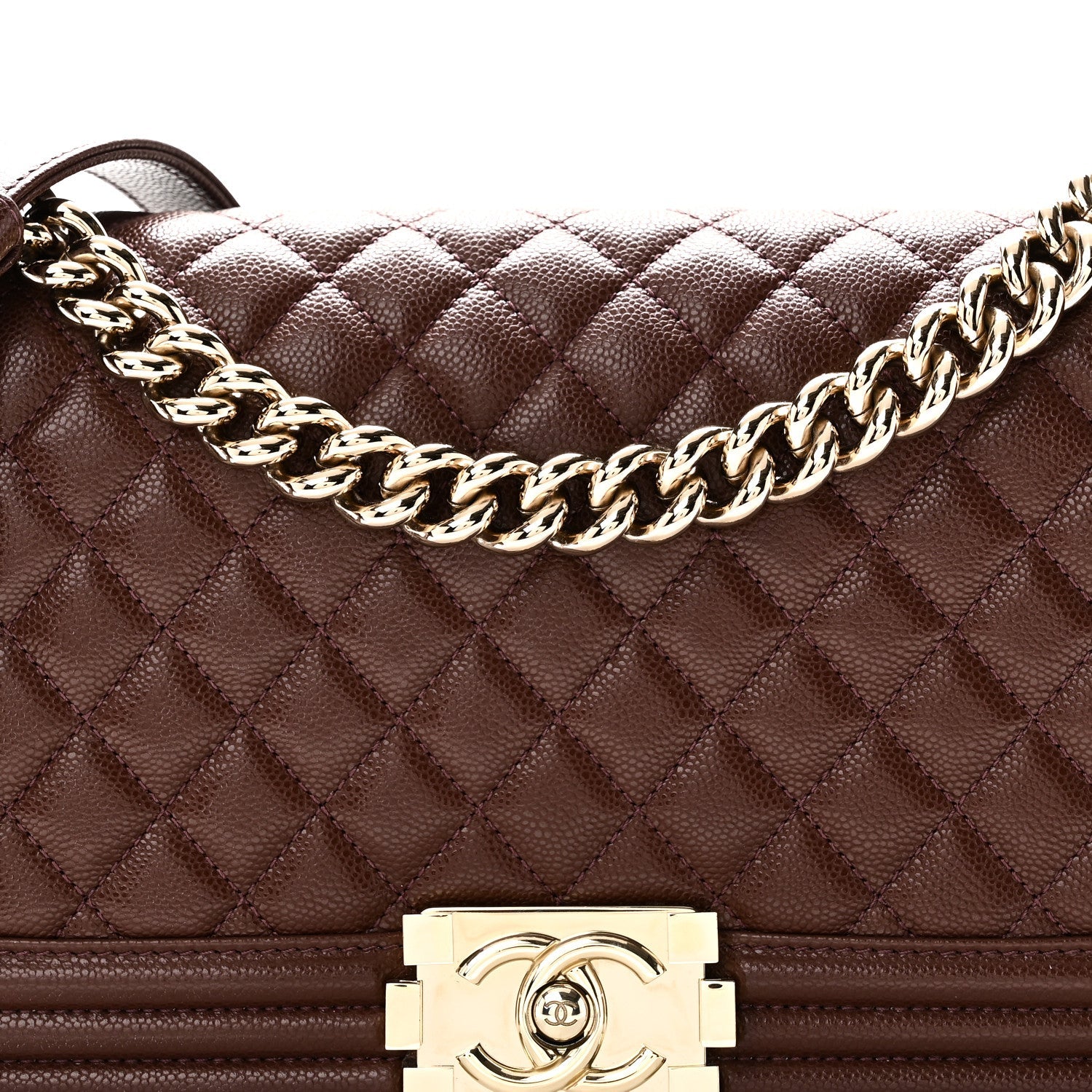 Caviar Quilted Medium Boy Flap Brown