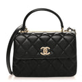 Lambskin Quilted Small Trendy CC Dual Handle Flap Bag Black