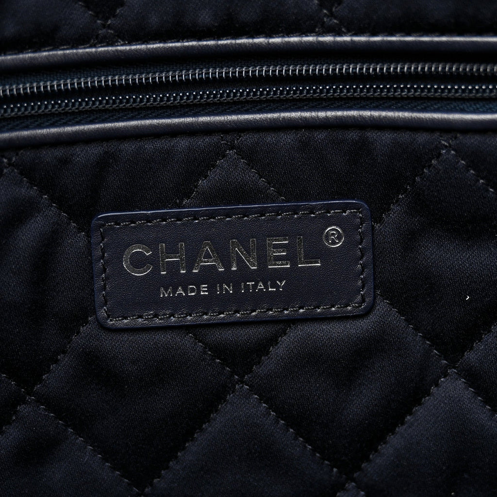 Shiny Calfskin Quilted Small Chanel 22 Navy