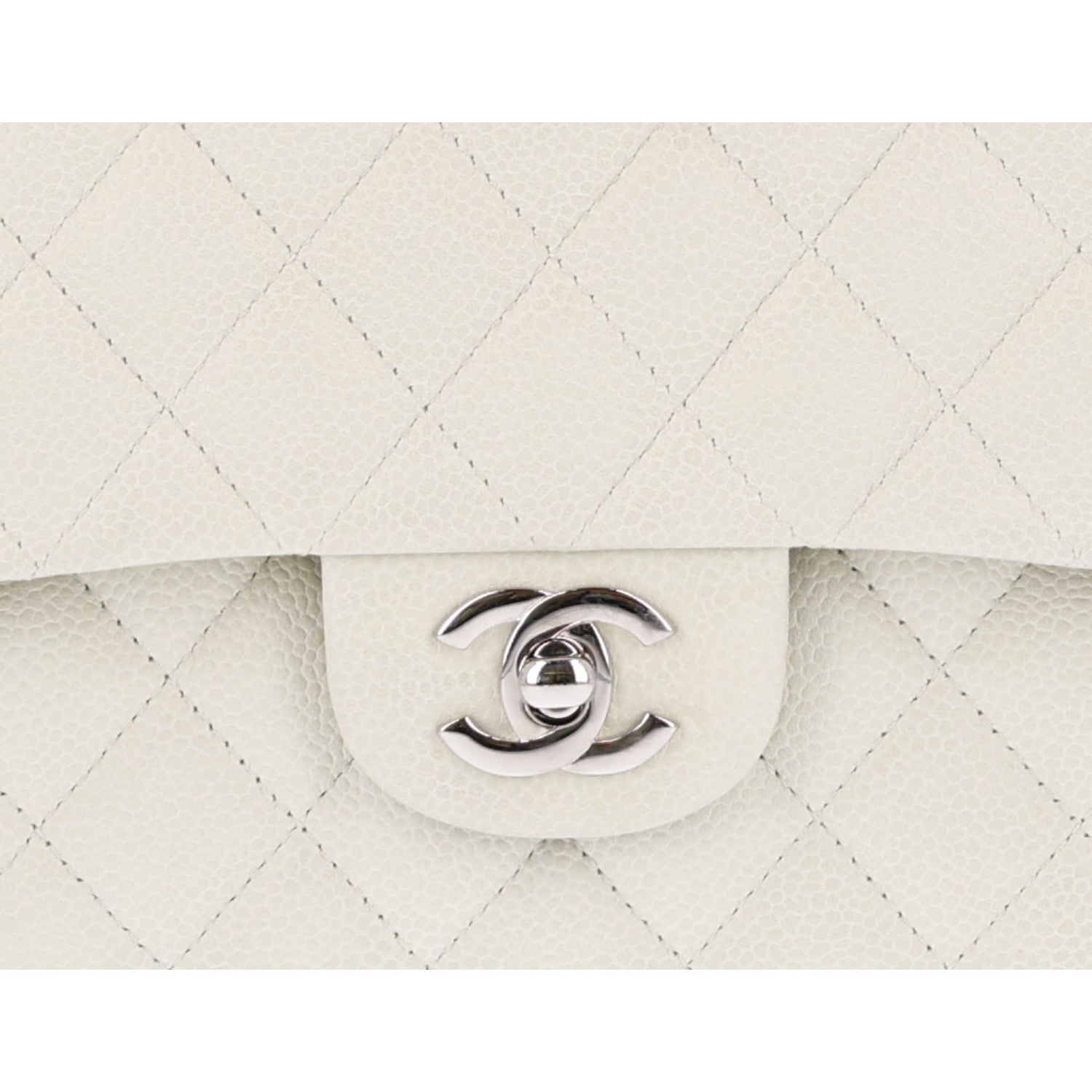 Caviar Quilted Medium Double Flap Light Green