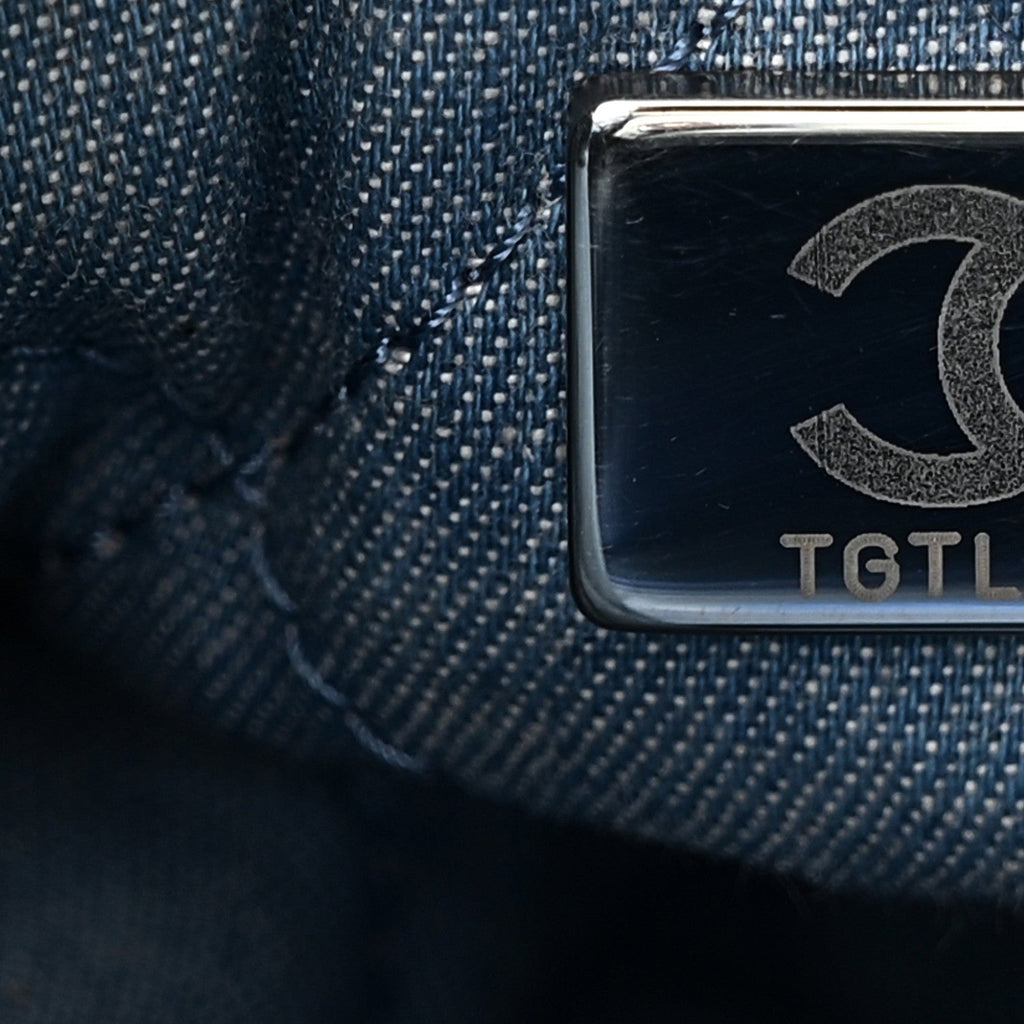 Denim Quilted Small Chanel 22 Blue