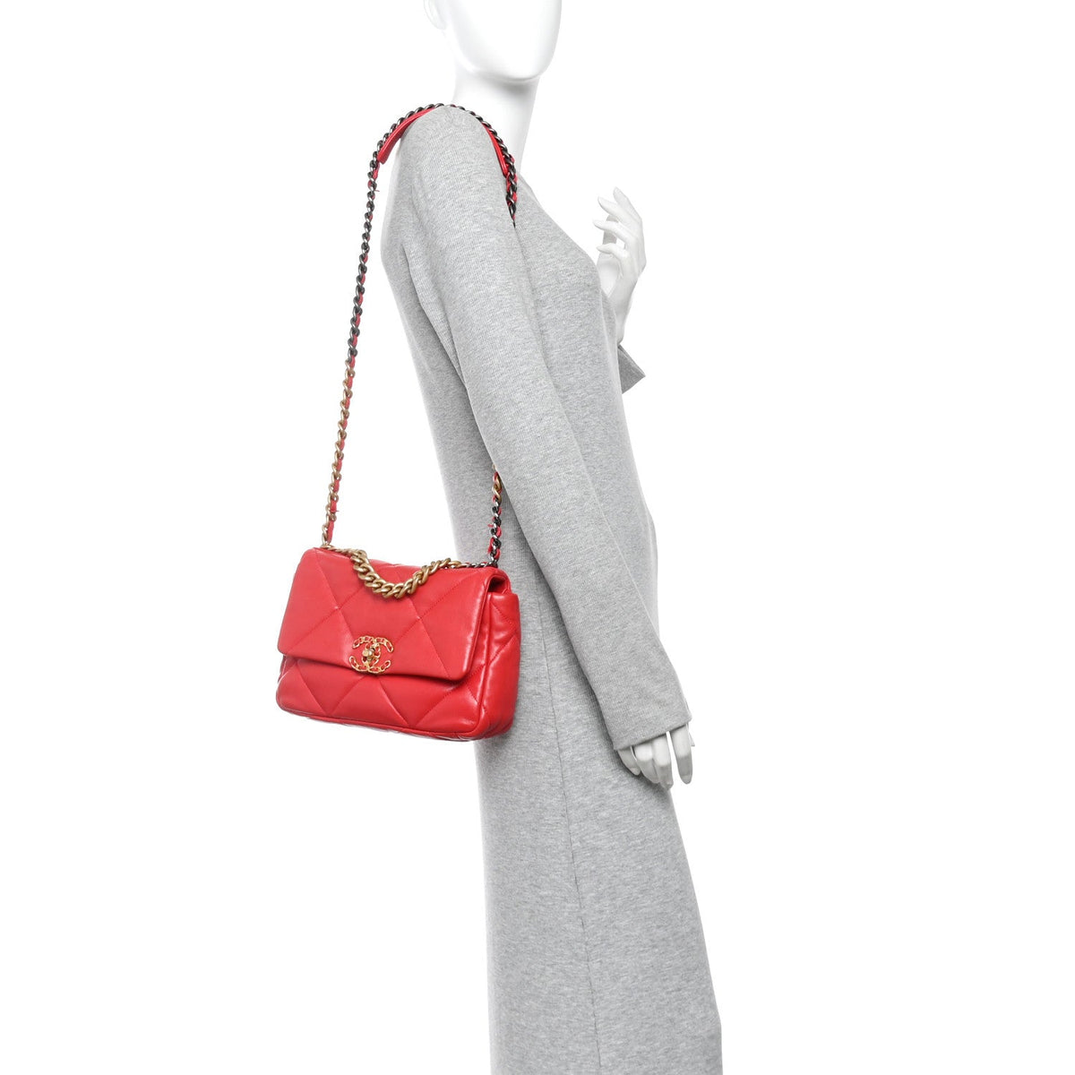 Goatskin Quilted Medium Chanel 19 Flap Pink