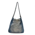 Denim Quilted Small Chanel 22 Blue