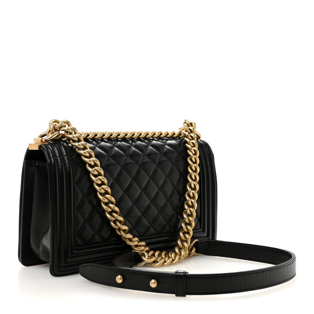 Caviar Quilted Medium Boy Flap Black